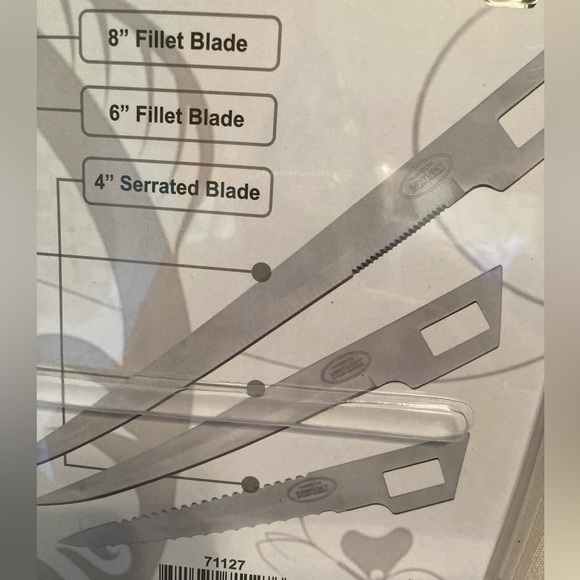 Interchangeable 3 Blade Knife Set 8” & 6” Fillet Blades 4 Serrated Blades - Picture 7 of 7